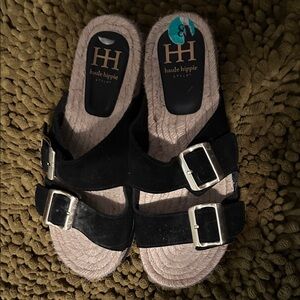 Haute Hippie Black Sandals with Silver Accents